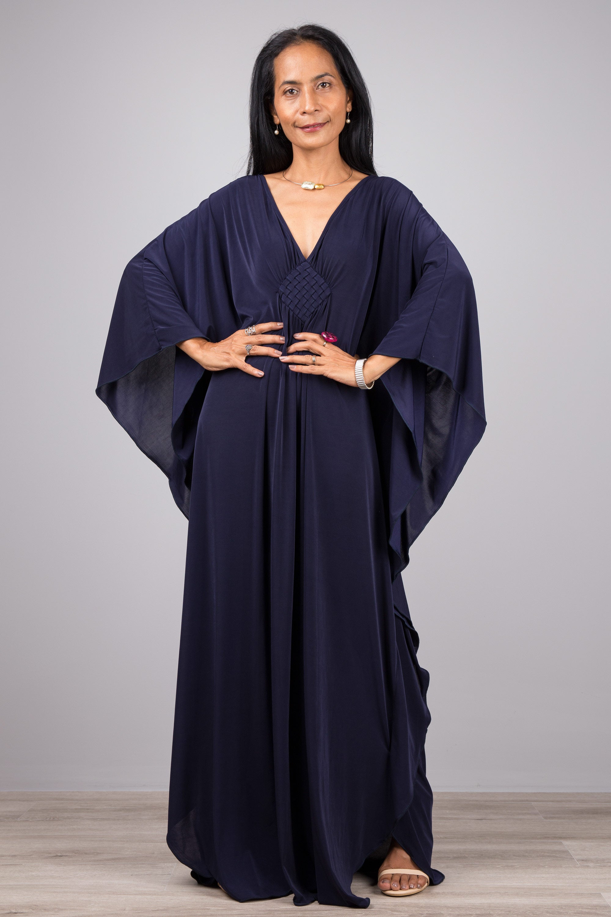 Navy Blue kimono kaftan dress ...